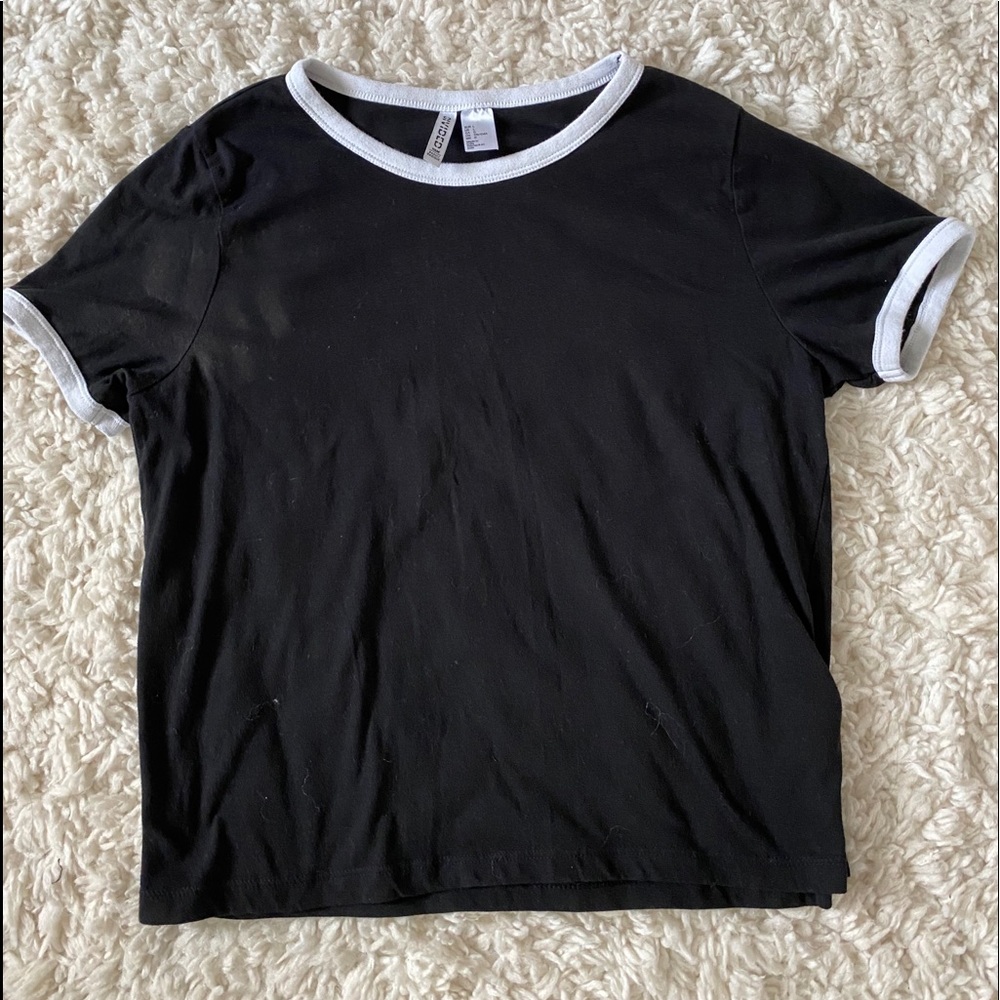 black white-bordered shirt